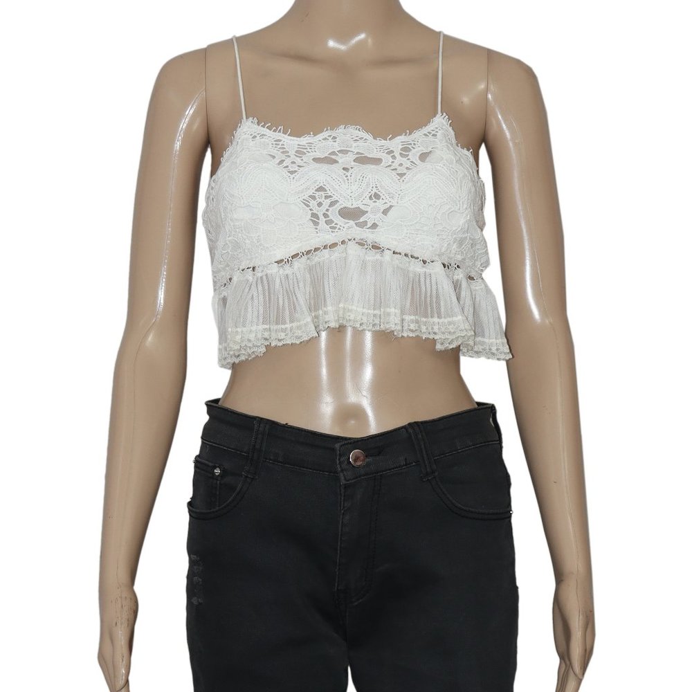 Free People Azami Backless Bralette Ruffle Brami Top L - Picture 3 of 6